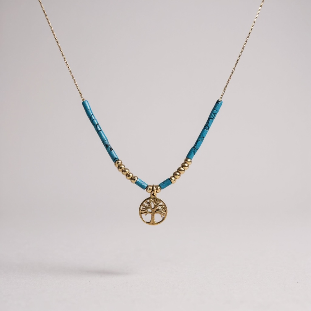 Collier Arbre de Vie & Perles – bijoux acier inoxydable | Gaou Bijoux