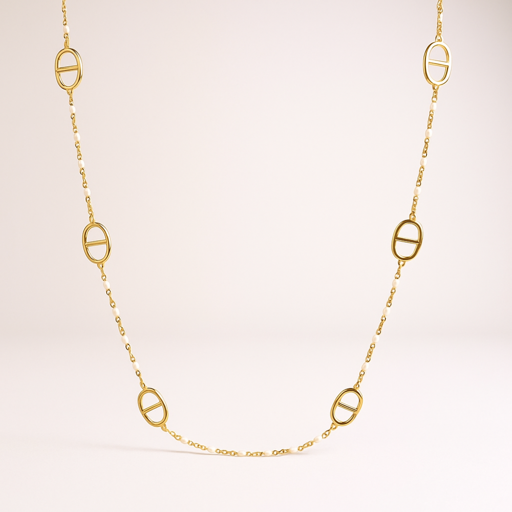 Collier Long Maille Marine & Perles – collier chic et raffiné | Gaou Bijoux