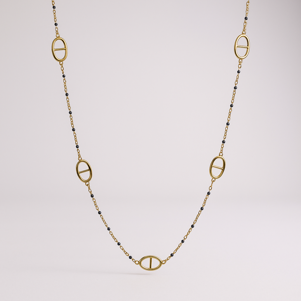 Collier Long Maille Marine & Perles – collier chic et raffiné | Gaou Bijoux