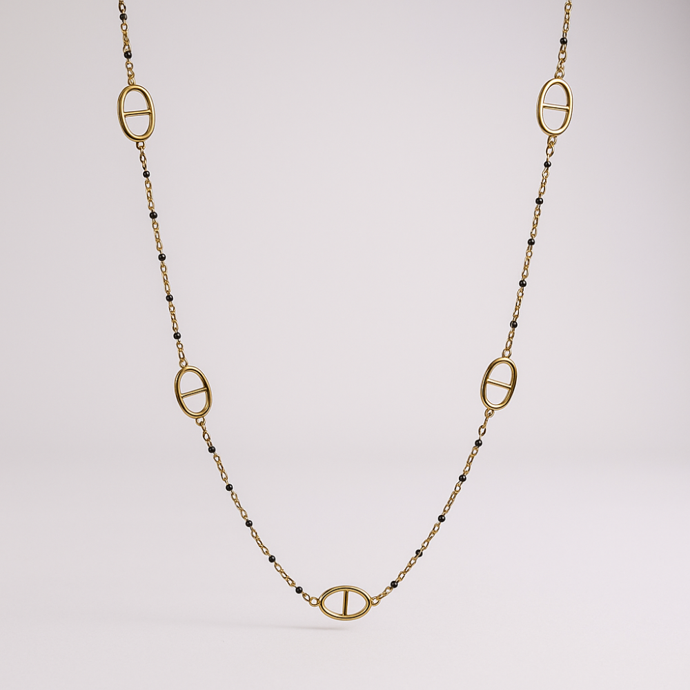 Collier Long Maille Marine & Perles – collier chic et raffiné | Gaou Bijoux