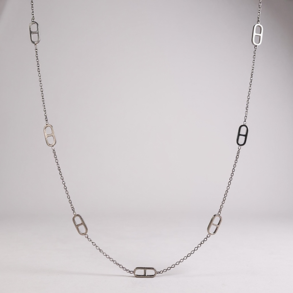 Sautoir maille marine argenté en acier inoxydable | Gaou Bijoux