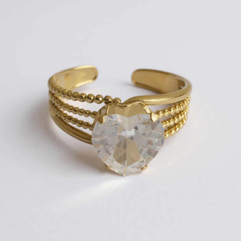 Bague Cœur Cristal acier inoxydable | Gaou Bijoux