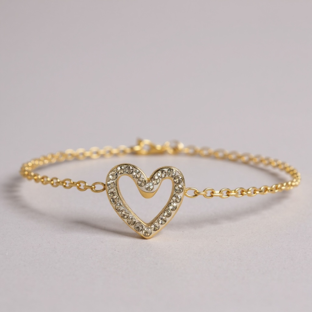 Bracelet Cœur Cristal acier inoxydable doré ou argenté | Gaou Bijoux