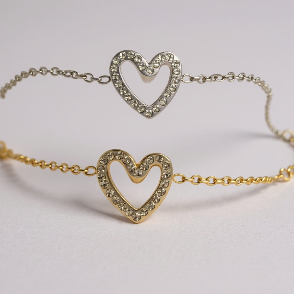 Bracelet Cœur Cristal acier inoxydable doré ou argenté | Gaou Bijoux