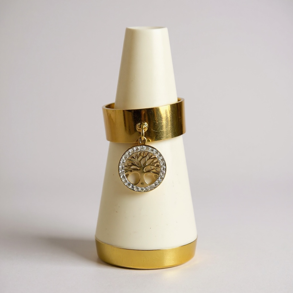 Bague breloque Arbre de Vie dorée acier inoxydable | Gaou Bijoux