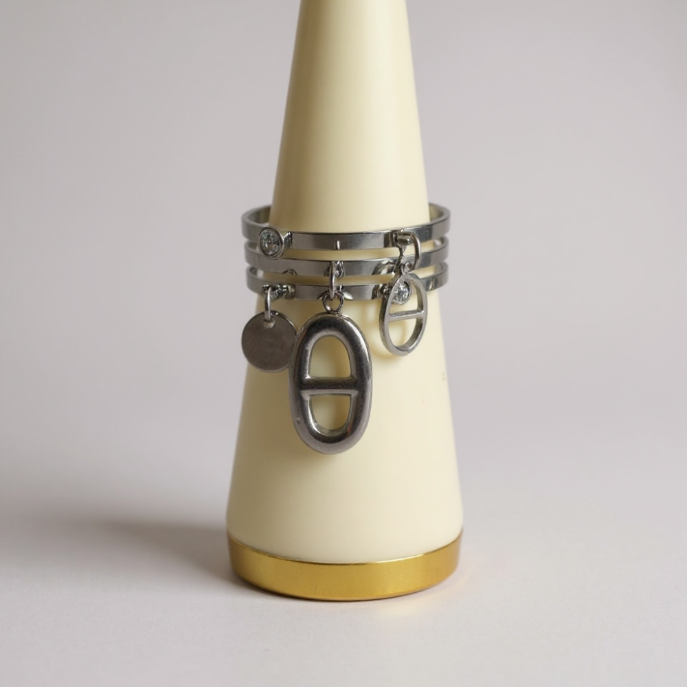 Bague breloques argentée multirangs | Gaou Bijoux