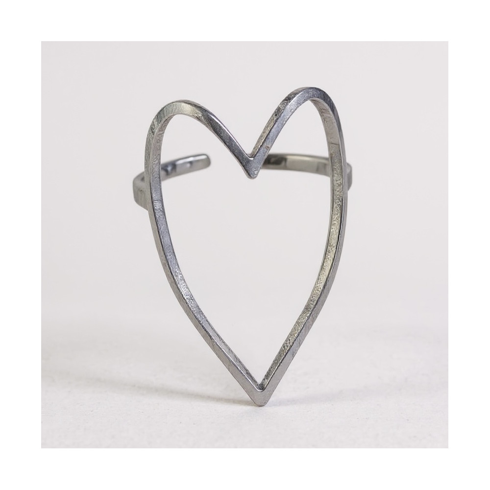 Bague Cœur Ajouré Argenté – bijoux acier inoxydable | Gaou Bijoux