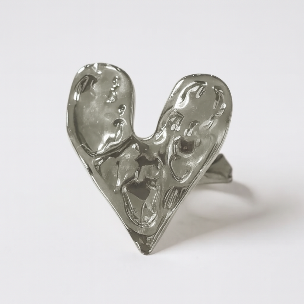 Bague Cœur Martelé – acier inoxydable | Gaou Bijoux
