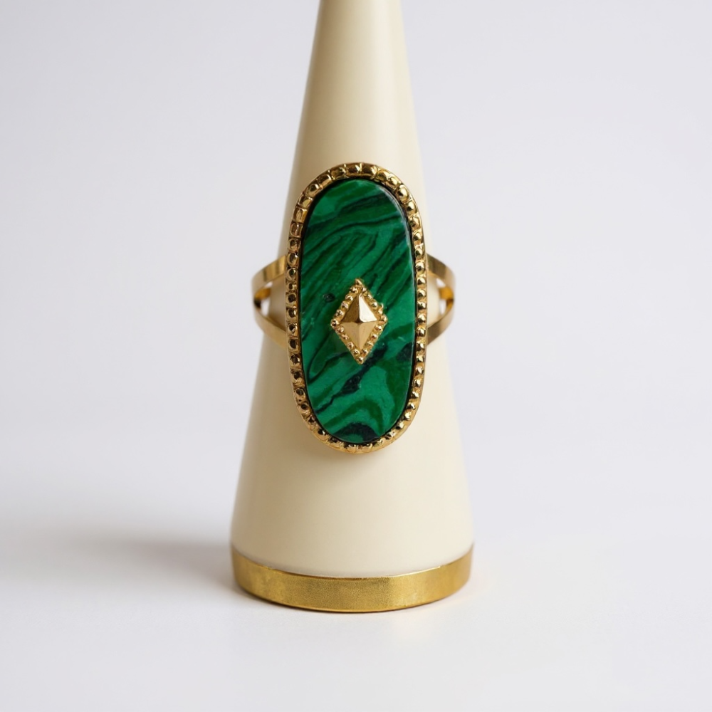Bague Émeraude Royale dorée pierre verte | Gaou Bijoux