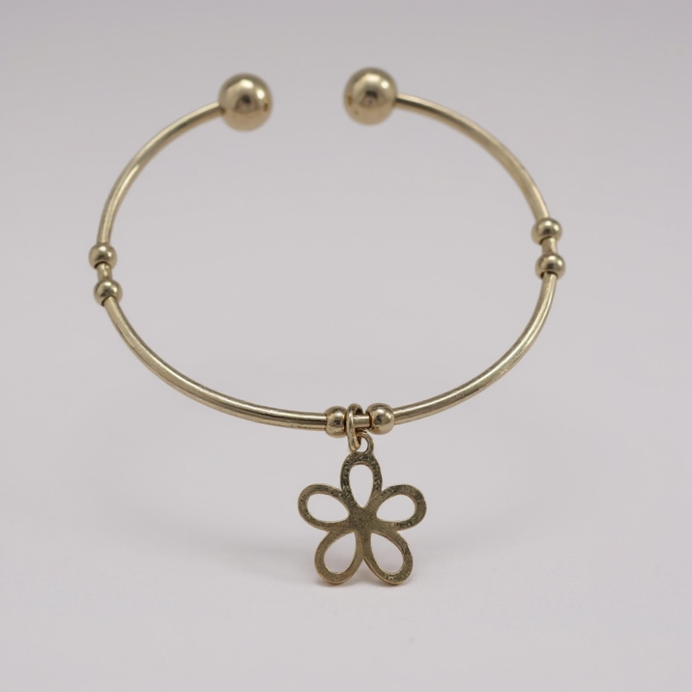 Bracelet jonc fleur en acier inoxydable – Doré ou Argenté, bijoux résistants à l’eau