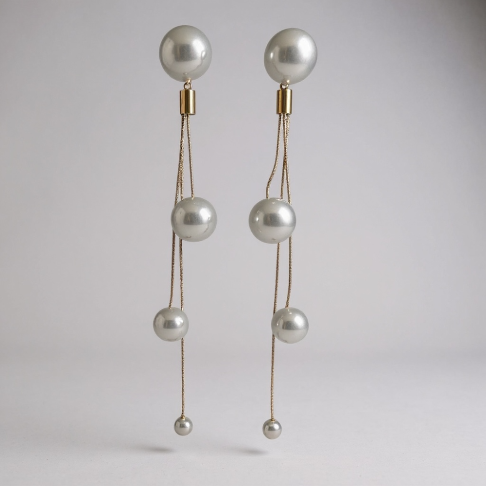 Boucles Perles Longues Éclat – bijoux acier inoxydable | Gaou Bijoux