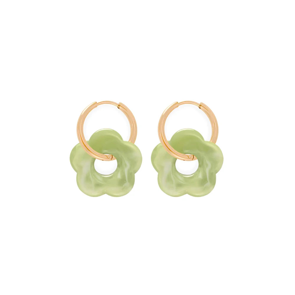 Boucles d’Oreilles Créole Fleurs Résine – bijoux acier inoxydable | Gaou Bijoux