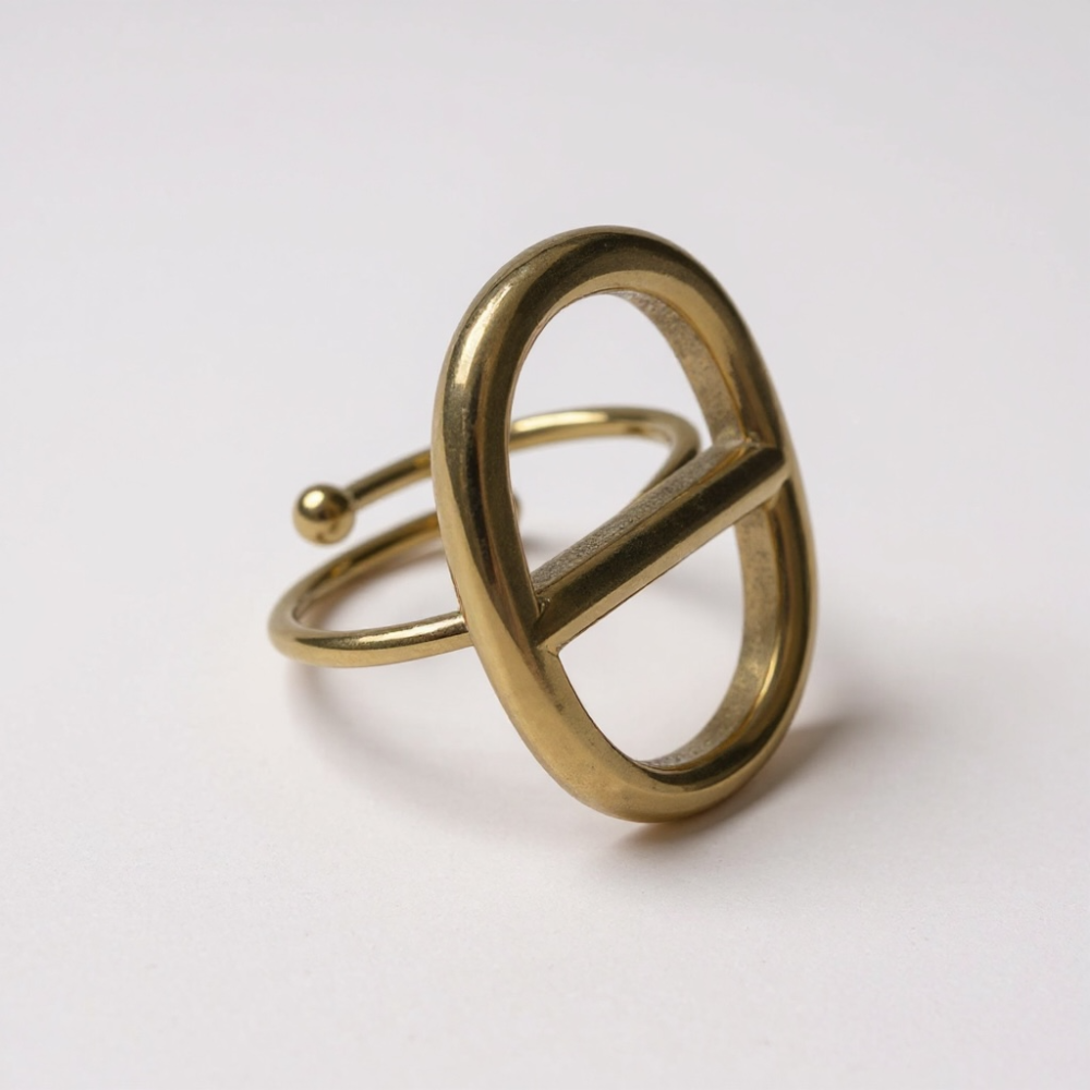 bague maille marine acier inoxydable doré