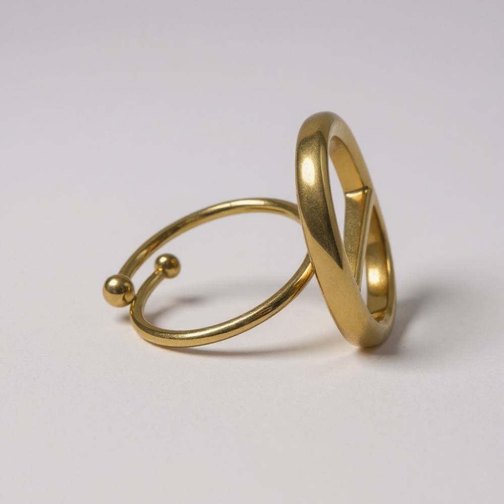 bague maille marine acier inoxydable doré