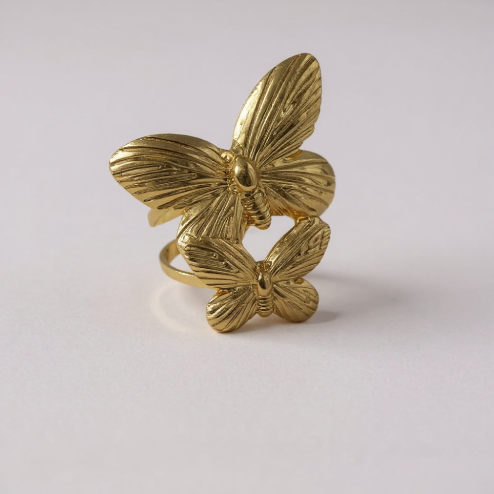 Bague papillons dorée – bague acier inoxydable | Gaou Bijoux