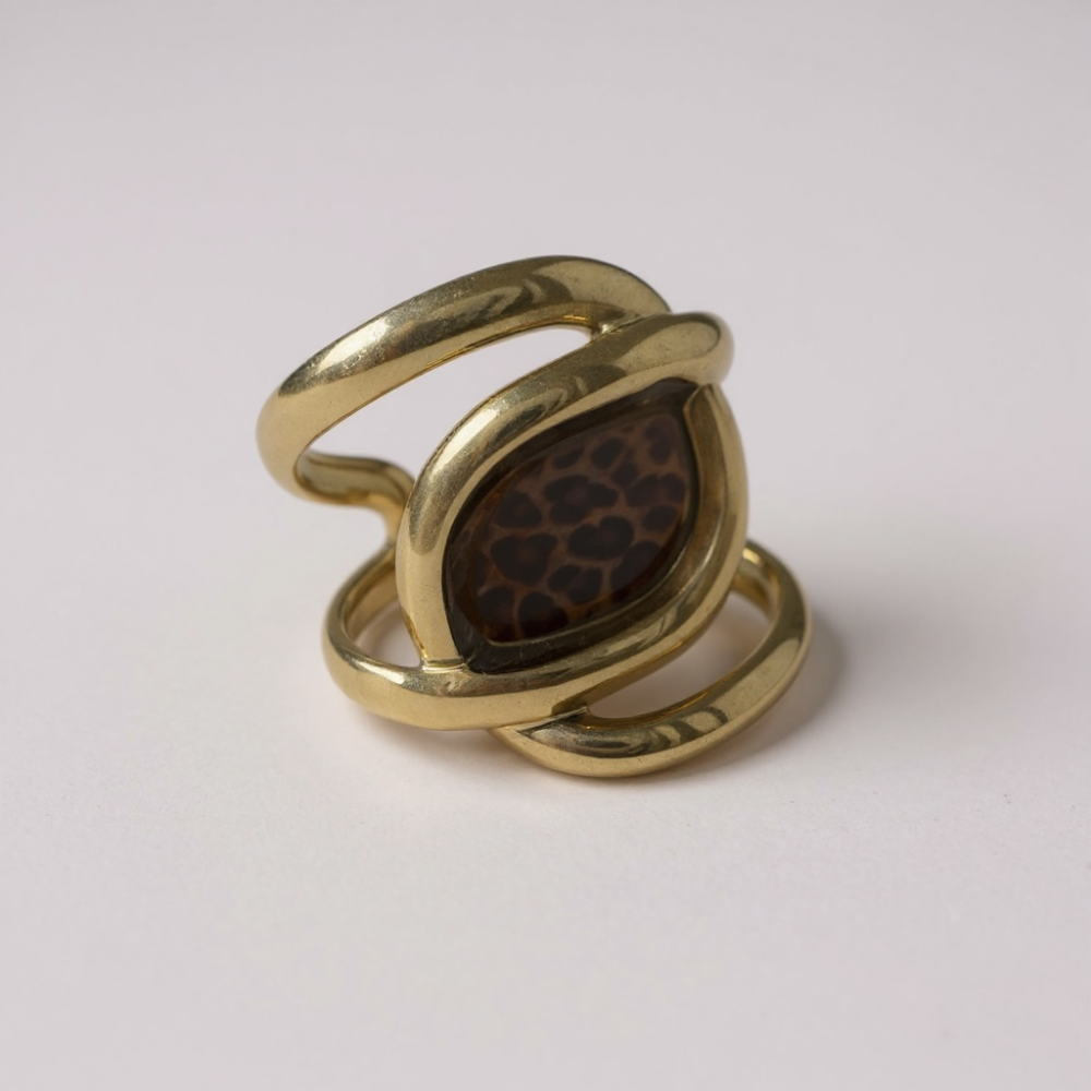 Bague léopard dorée – bague acier inoxydable | Gaou Bijoux