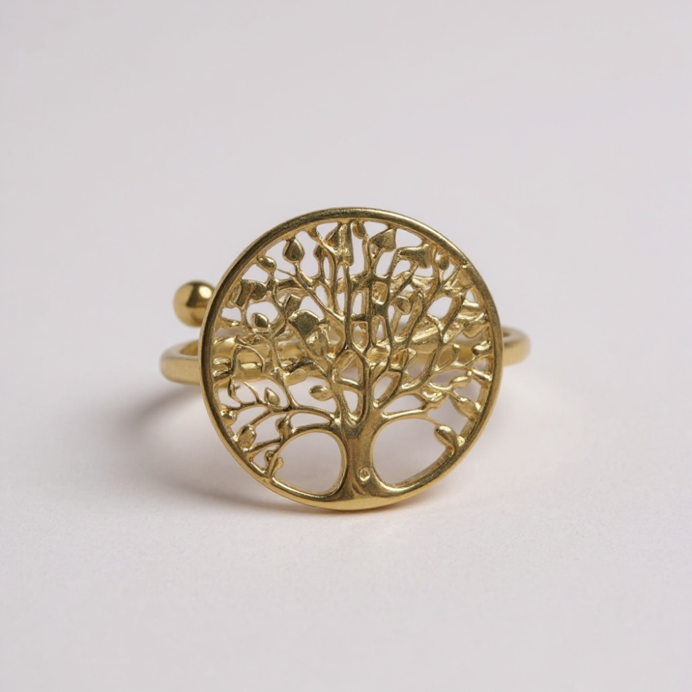 Bague Arbre de Vie dorée – bague acier inoxydable | Gaou Bijoux