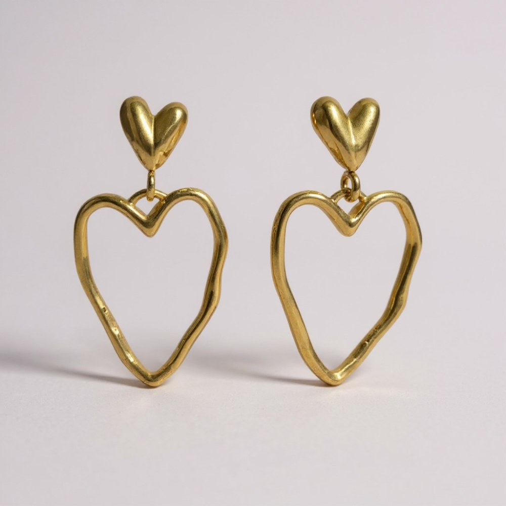 Boucles d’oreilles cœur doré – boucles acier inoxydable | Gaou Bijoux