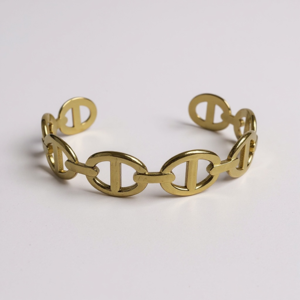 Jonc Maille Marine – bracelet doré en acier inoxydable | Gaou Bijoux