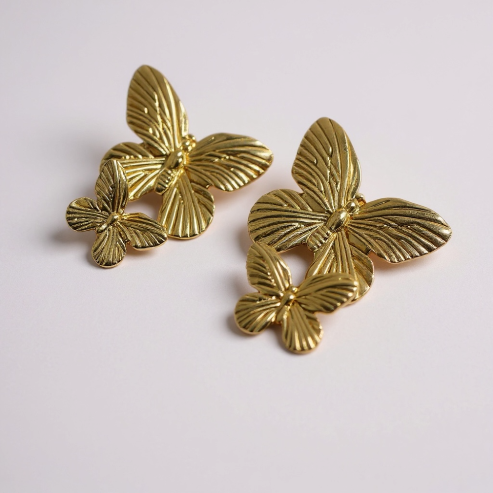 Boucles d’oreilles Papillon Doré – acier inoxydable | Gaou Bijoux