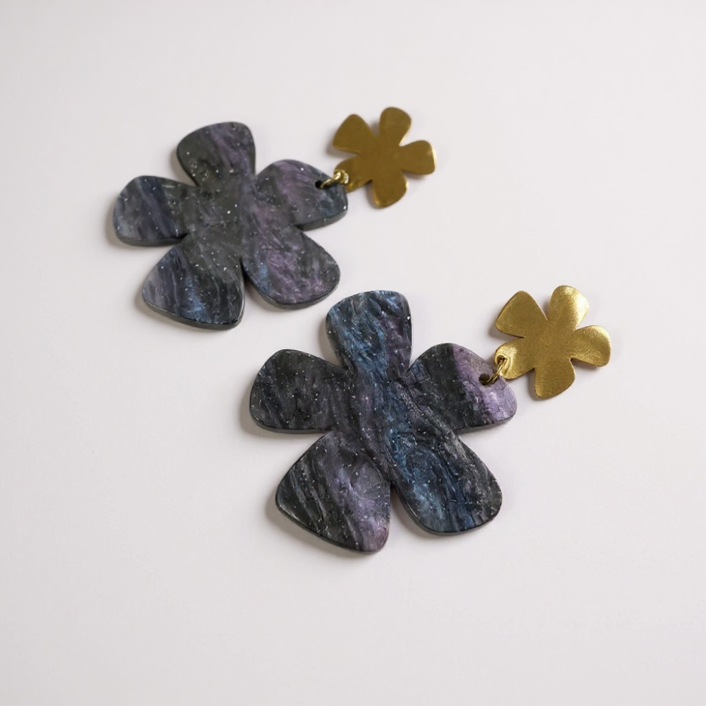 Boucles d’Oreilles Fleurs Galaxie | bijoux acier inoxydable | Gaou Bijoux