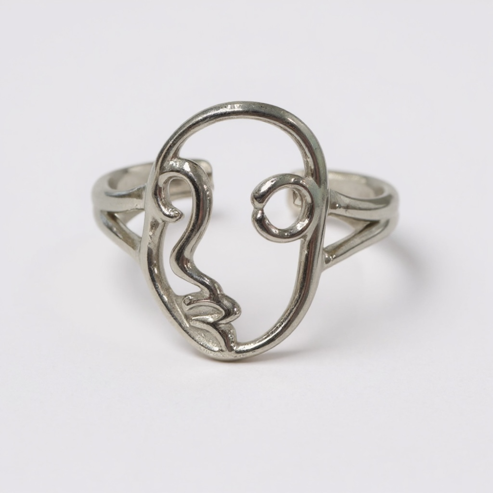 Bague Visage Argentée | bijoux acier inoxydable | Gaou Bijoux