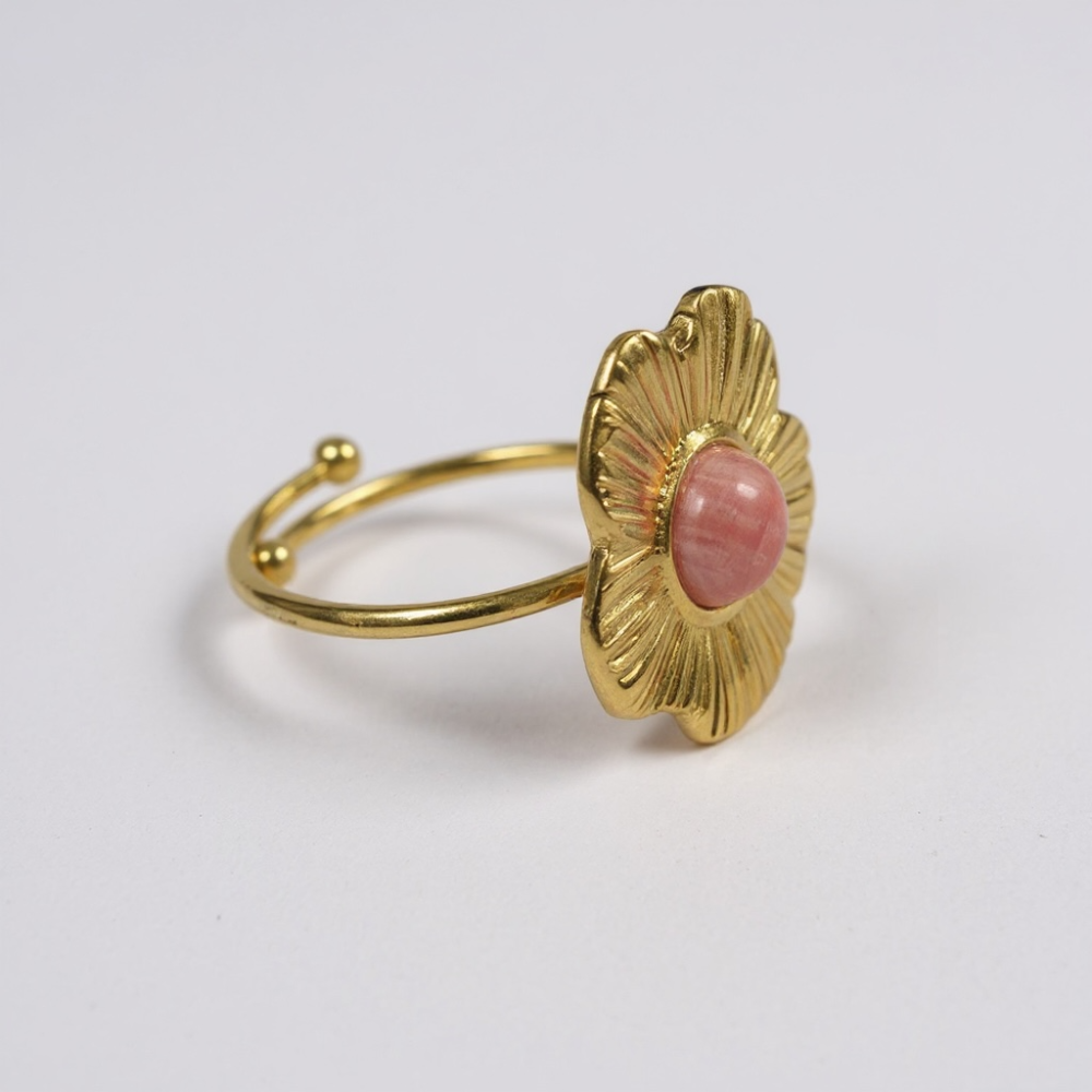 Bague Fleur Rose | bijoux acier inoxydable | Gaou Bijoux