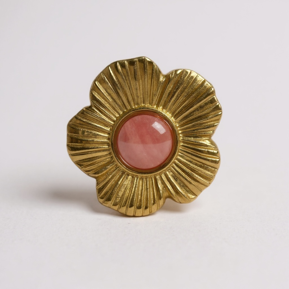 Bague Fleur Rose | bijoux acier inoxydable | Gaou Bijoux