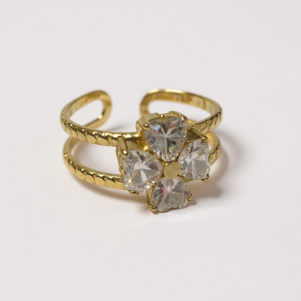 Bague Fleur Cristal | bijoux acier inoxydable | Gaou Bijoux