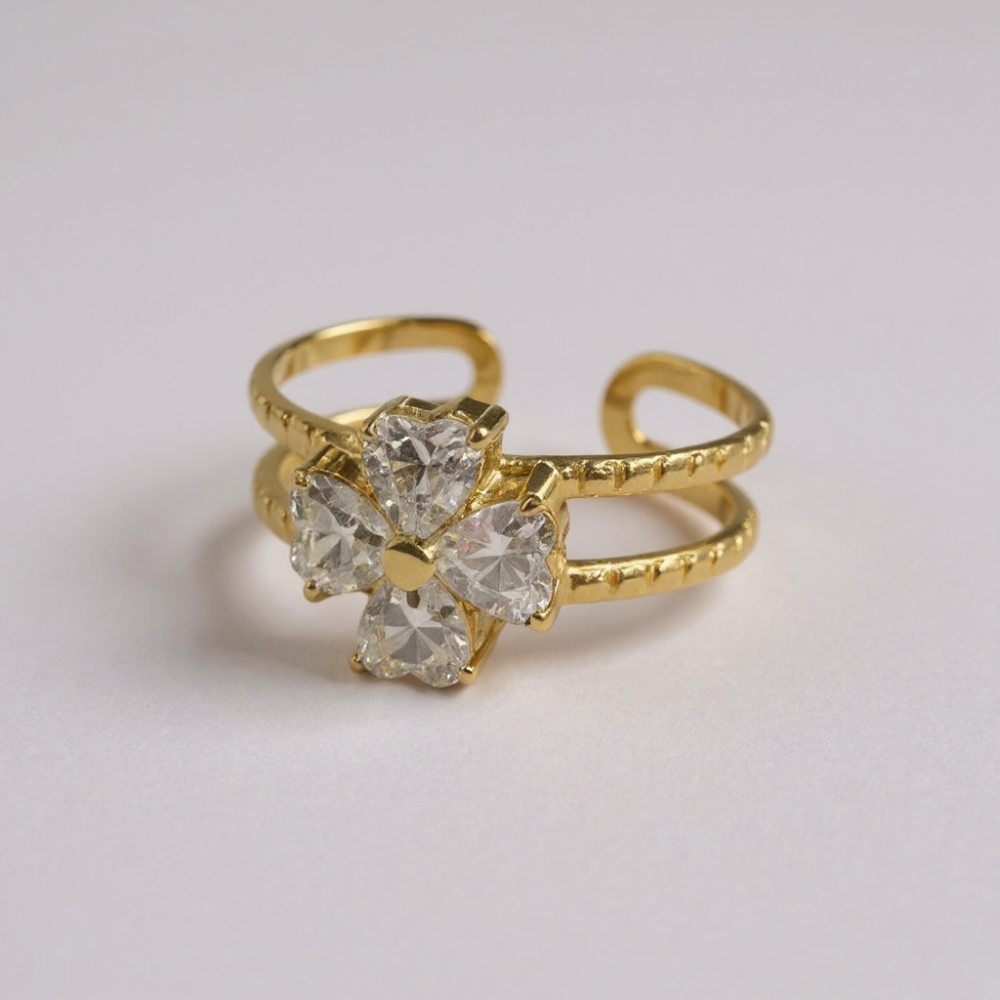 Bague Fleur Cristal | bijoux acier inoxydable | Gaou Bijoux