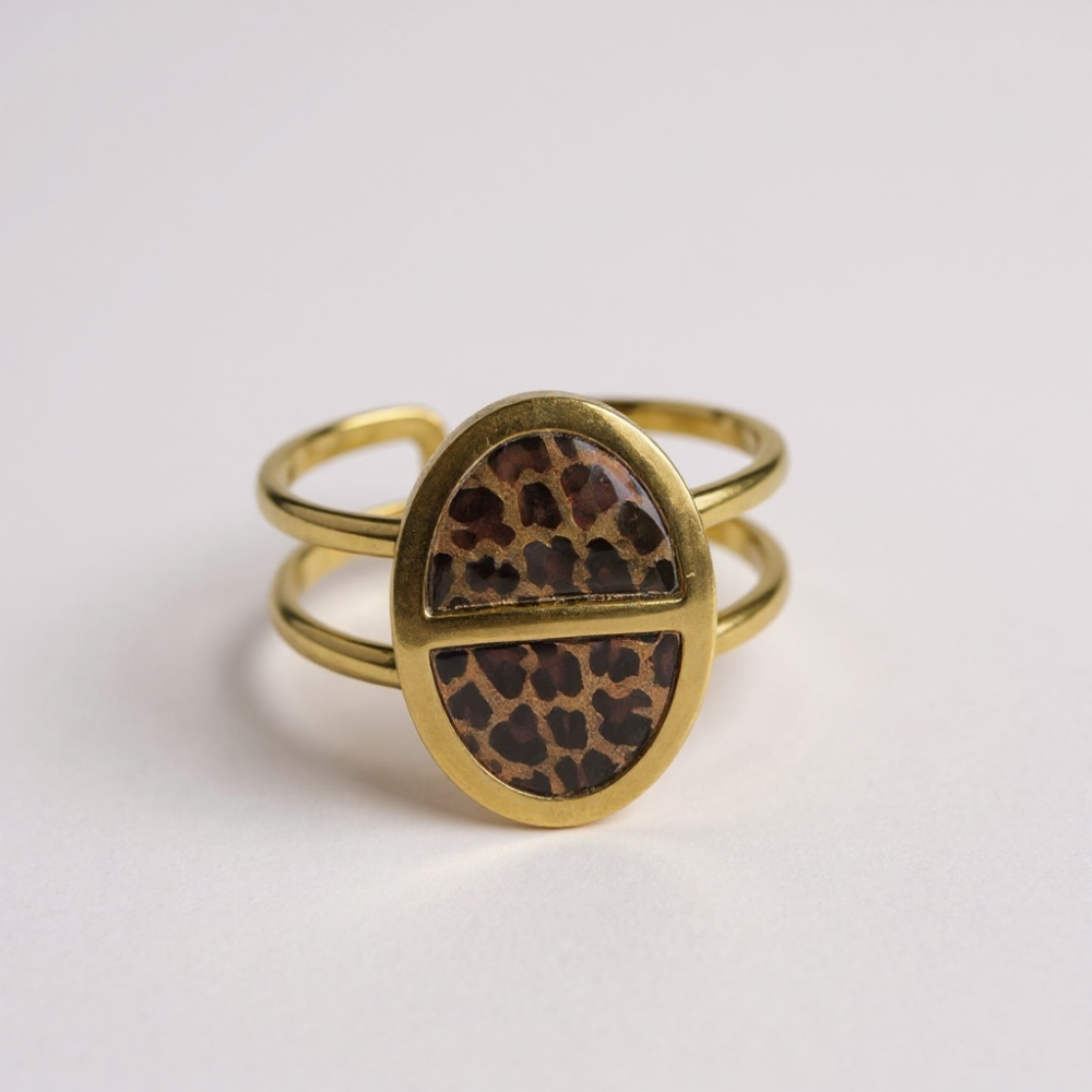Bague Léopard Dorée Maille Marine | bijoux acier inoxydable | Gaou Bijoux