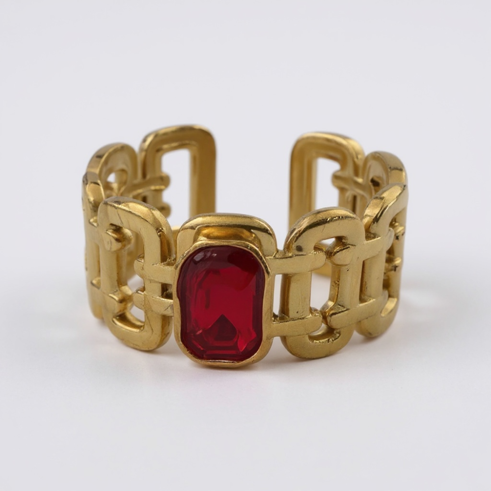 Bague émeraude maille chic dorée – bague acier inoxydable | Gaou Bijoux
