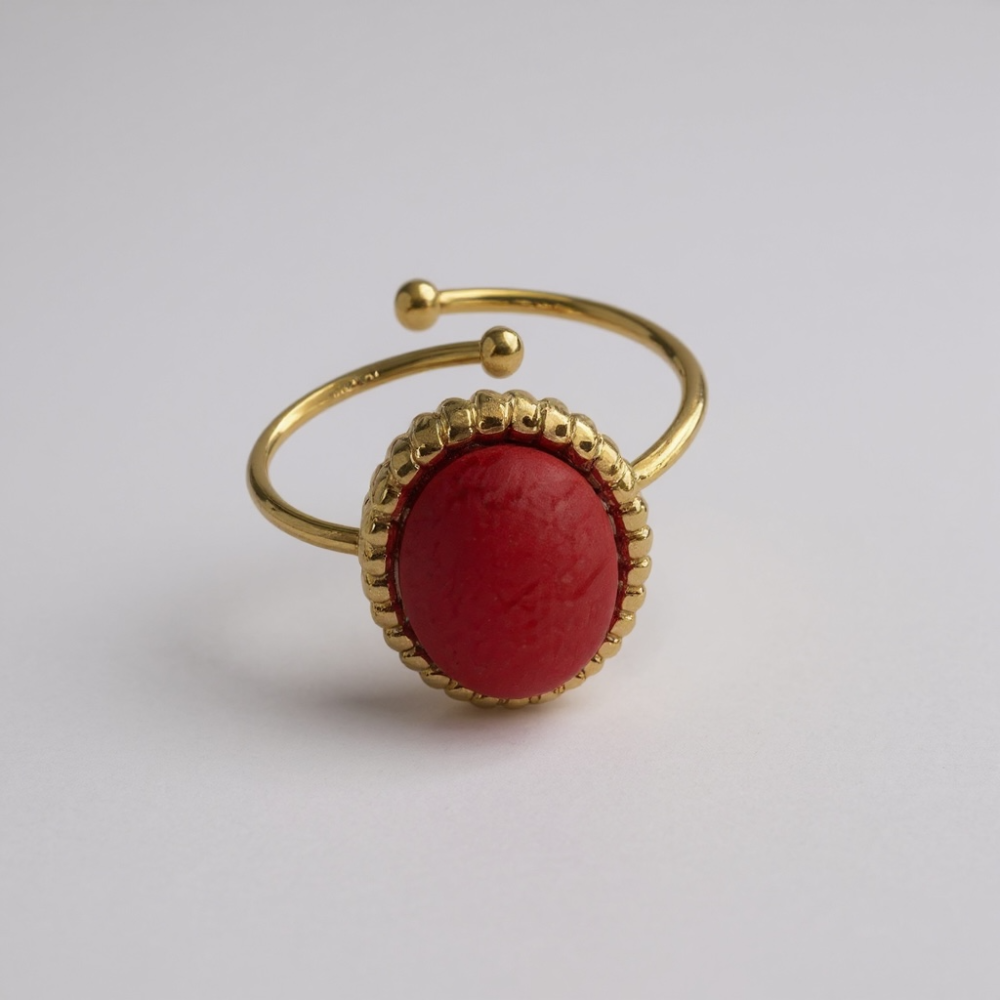 Bague Pierre Rose Dorée | bijoux acier inoxydable | Gaou Bijoux