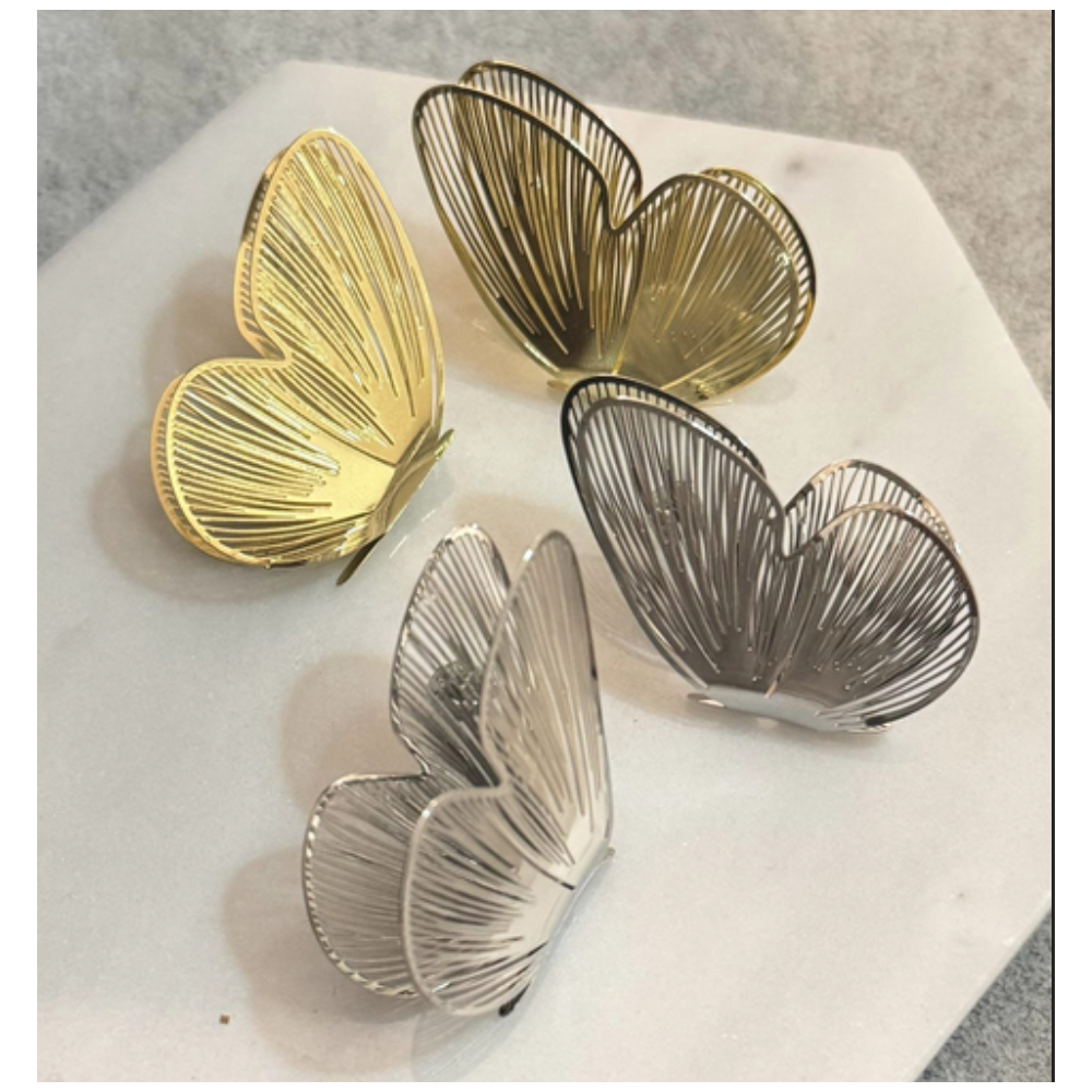 Boucles d’oreilles papillon ajouré dorées ou argentées en acier inoxydable | Gaou Bijoux