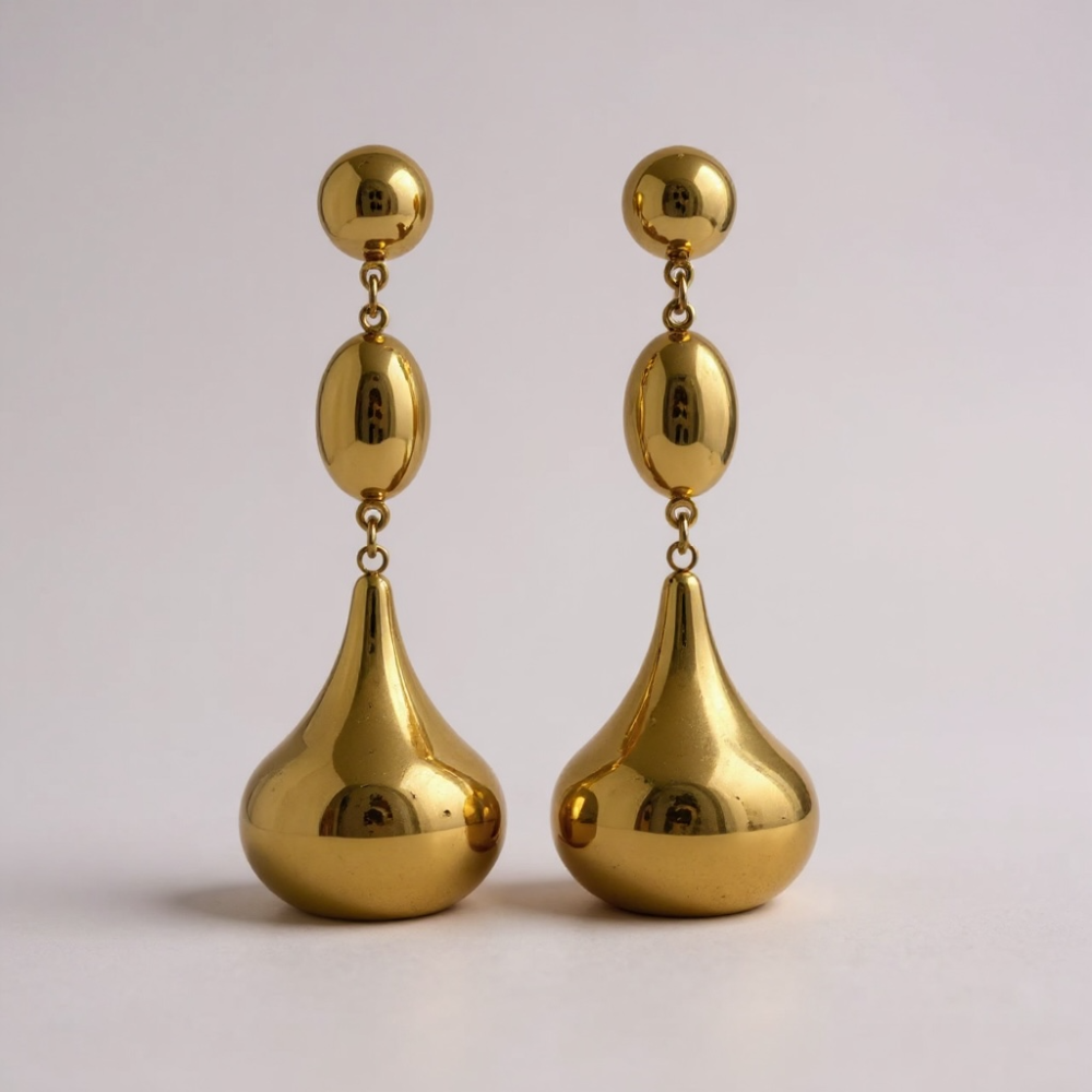 Boucles d’oreilles gouttes dorées en acier inoxydable – élégance et éclat moderne | Gaou Bijoux