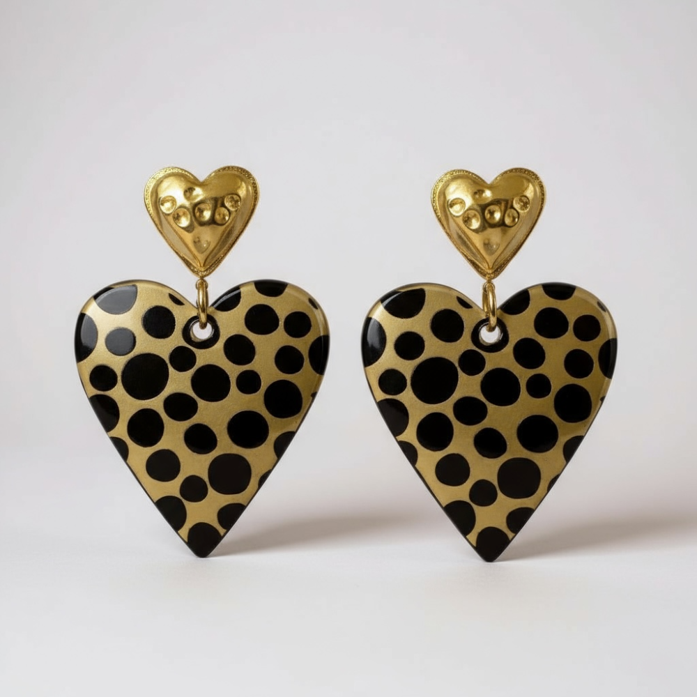 Boucles d’oreilles cœurs léopard doré acier inoxydable | Gaou Bijoux