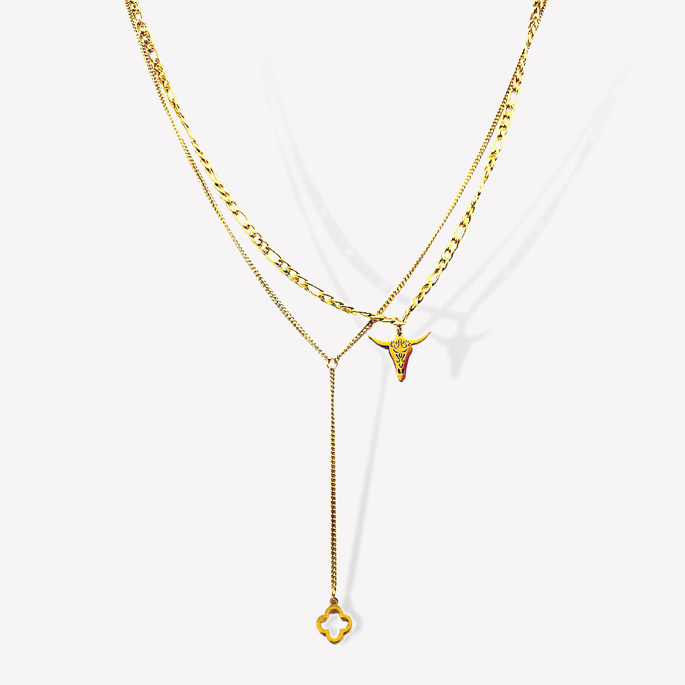 Collier double buffle acier  | Gaou Bijoux