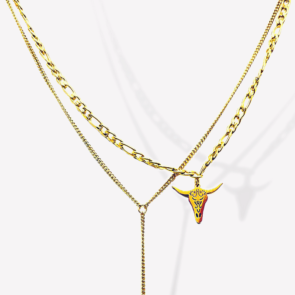 Collier double buffle acier  | Gaou Bijoux