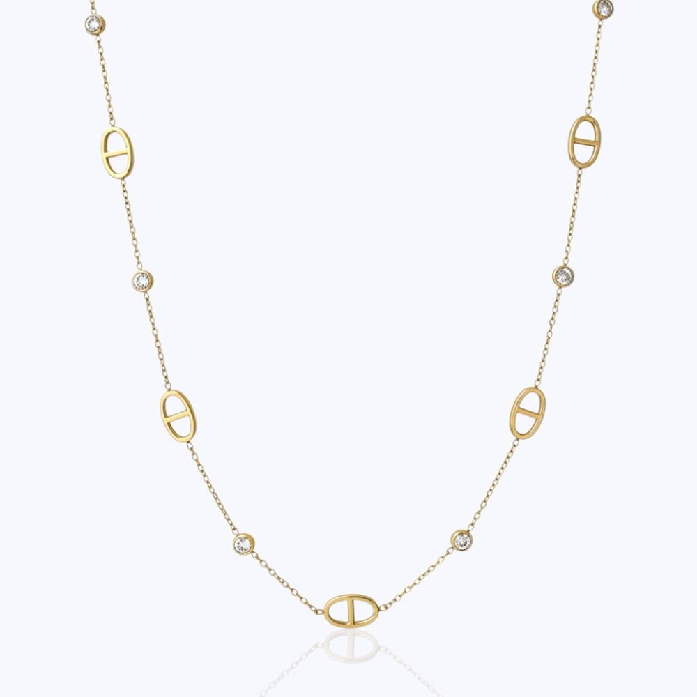 Sautoir Maille Marine doré avec pierres – acier inoxydable | Gaou Bijoux