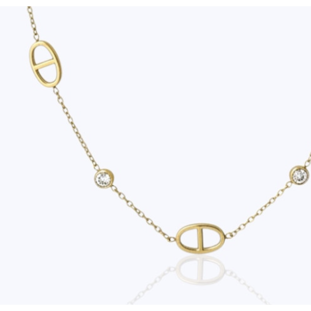 Sautoir Maille Marine doré avec pierres – acier inoxydable | Gaou Bijoux