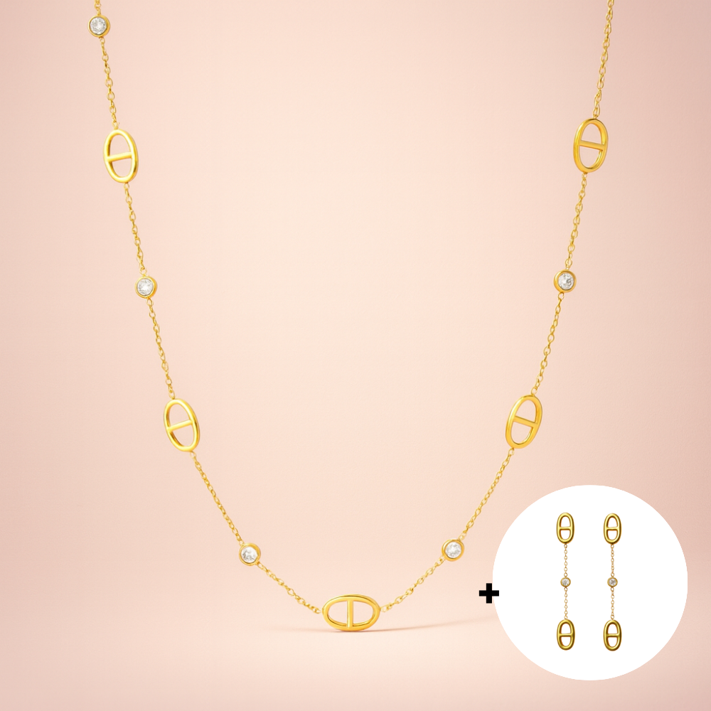 Parure Maille Marine – Collier sautoir & boucles d’oreilles assorties | bijoux acier inoxydable | Gaou Bijoux