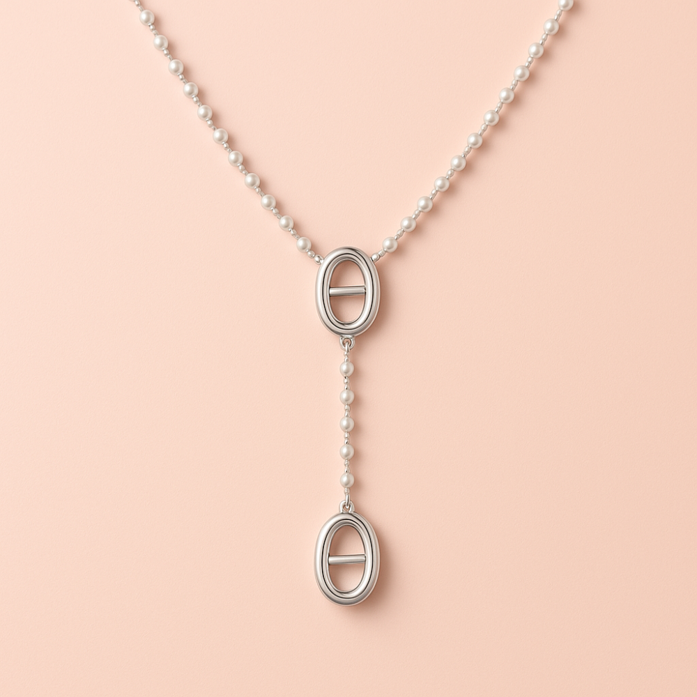 Collier Maille Marine Perles – sautoir élégant en Y | bijoux acier inoxydable | Gaou Bijoux