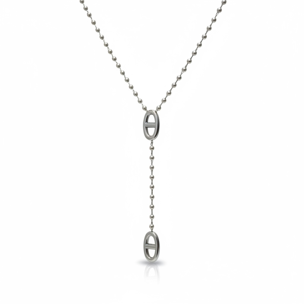 Collier Maille Marine Perles – sautoir élégant en Y | bijoux acier inoxydable | Gaou Bijoux