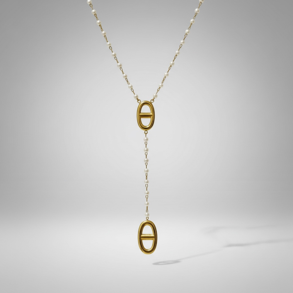 Collier Maille Marine Perles – sautoir élégant en Y | bijoux acier inoxydable | Gaou Bijoux