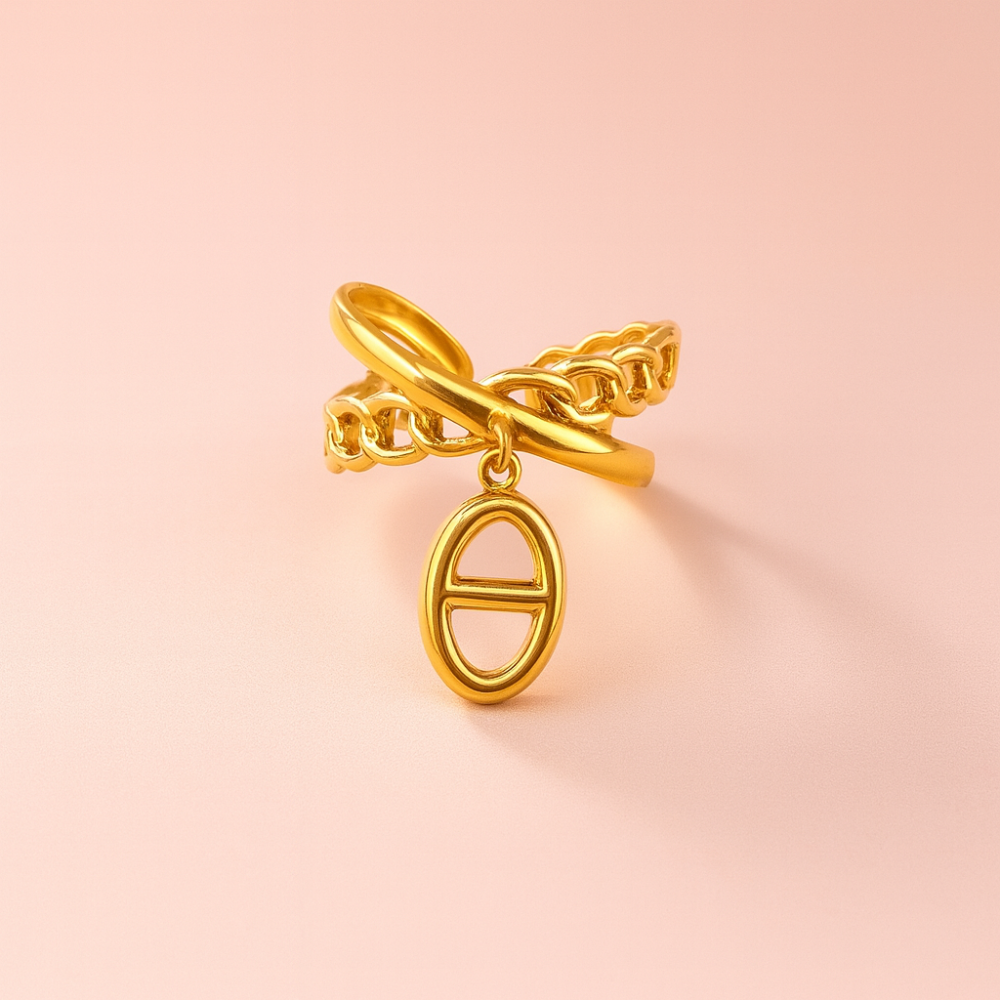 Bague Maille Marine Double & Pendante – Argenté ou Doré | bijoux acier inoxydable | Gaou Bijoux