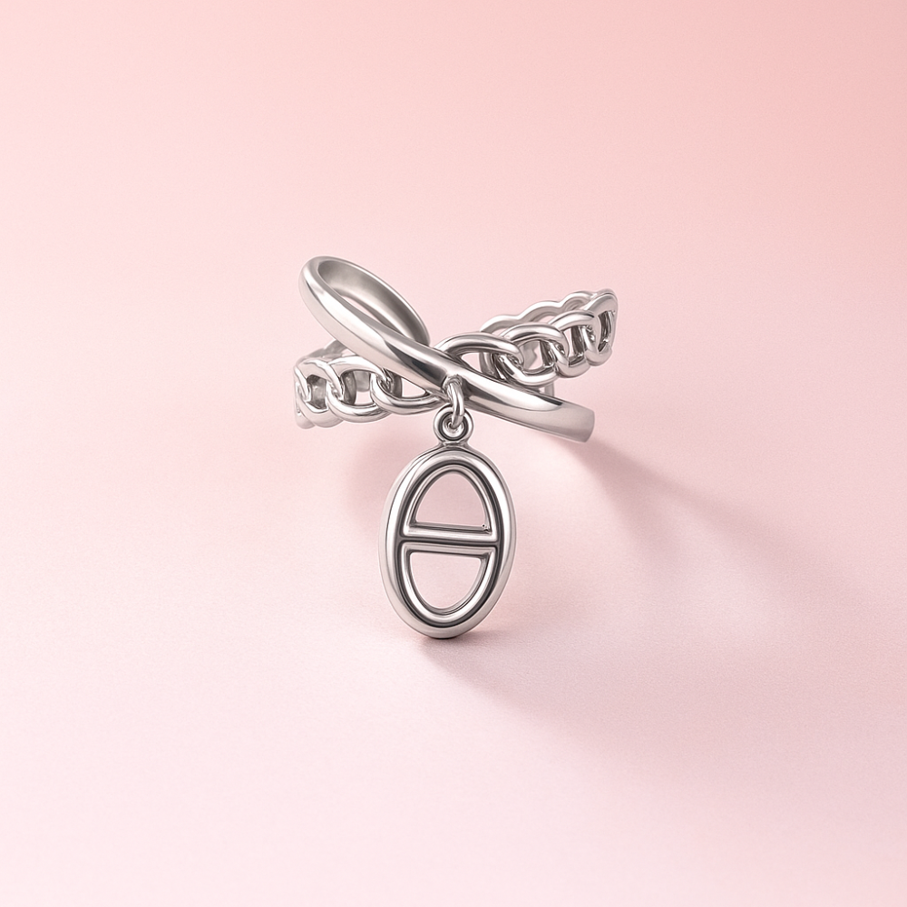 Bague Maille Marine Double & Pendante – Argenté ou Doré | bijoux acier inoxydable | Gaou Bijoux