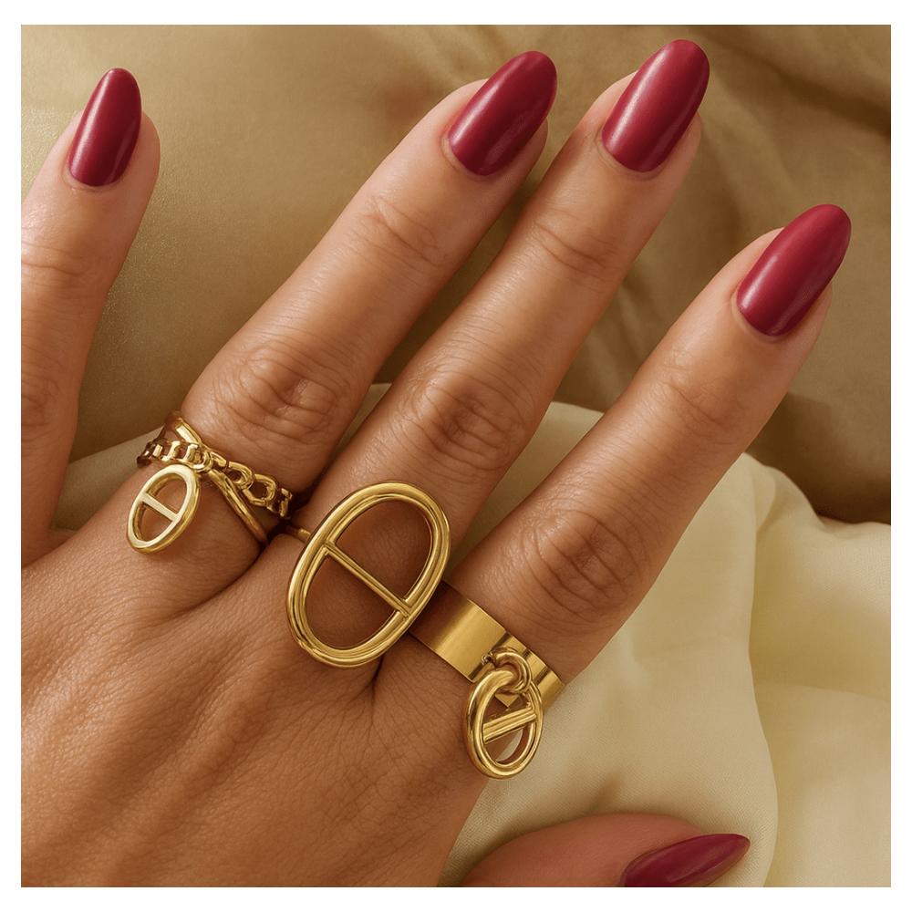 Bague Maille Marine Double & Pendante – Argenté ou Doré | bijoux acier inoxydable | Gaou Bijoux