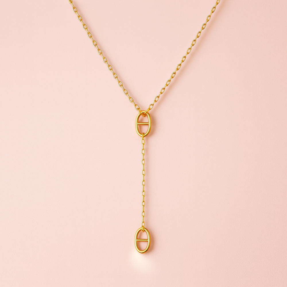 Collier Y maille marine moderne | bijoux acier inoxydable | Gaou Bijoux