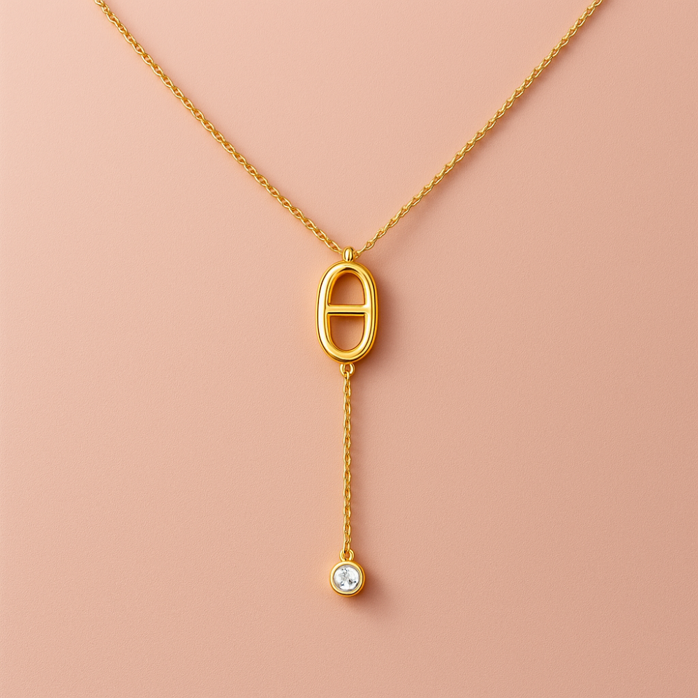 Collier Maille Marine Y et Zircon en acier inoxydable doré | bijoux acier inoxydable | Gaou Bijoux