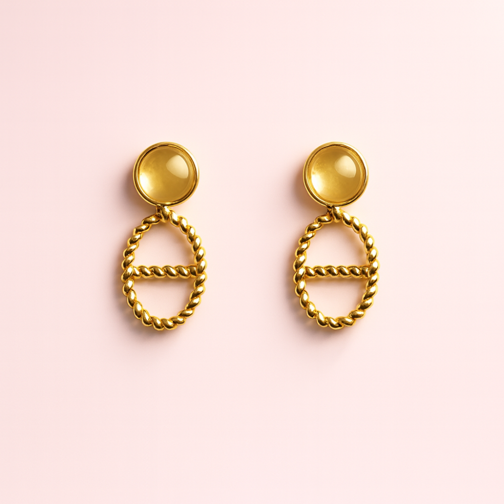 Boucles d’oreilles maille marine twist dorées – bijoux acier inoxydable | Gaou Bijoux